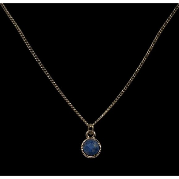 Minimalist Lapis Lazuli Gemmed Mini Pendant Necklace - Picture 2 of 6